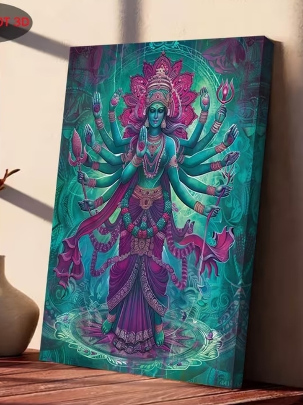 Multicolor Hindu Goddess Wall Art Canvas Print